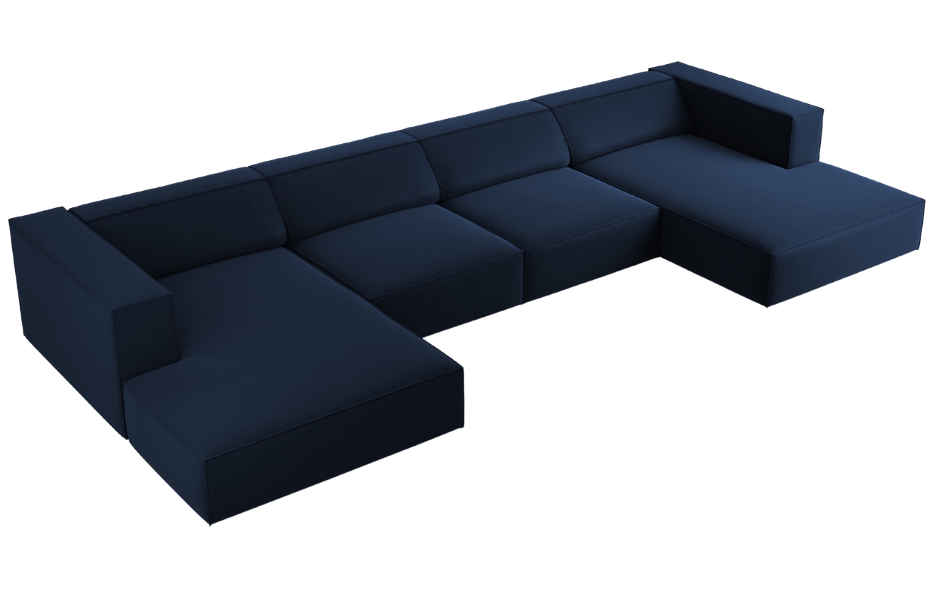 Královsky modrá sametová rohová pohovka do "U" Cosmopolitan Design Arendal 364 cm Cosmopolitan Design