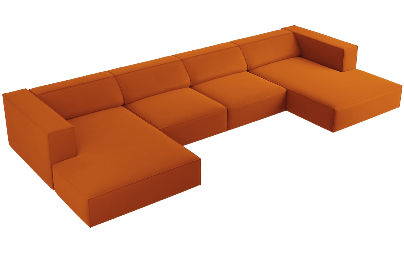 Oranžová sametová rohová pohovka do "U" Cosmopolitan Design Arendal 364 cm Cosmopolitan Design