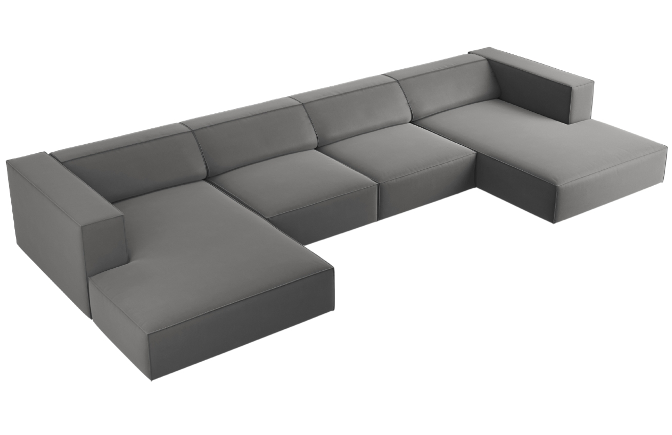 Šedá sametová rohová pohovka do "U" Cosmopolitan Design Arendal 364 cm Cosmopolitan Design