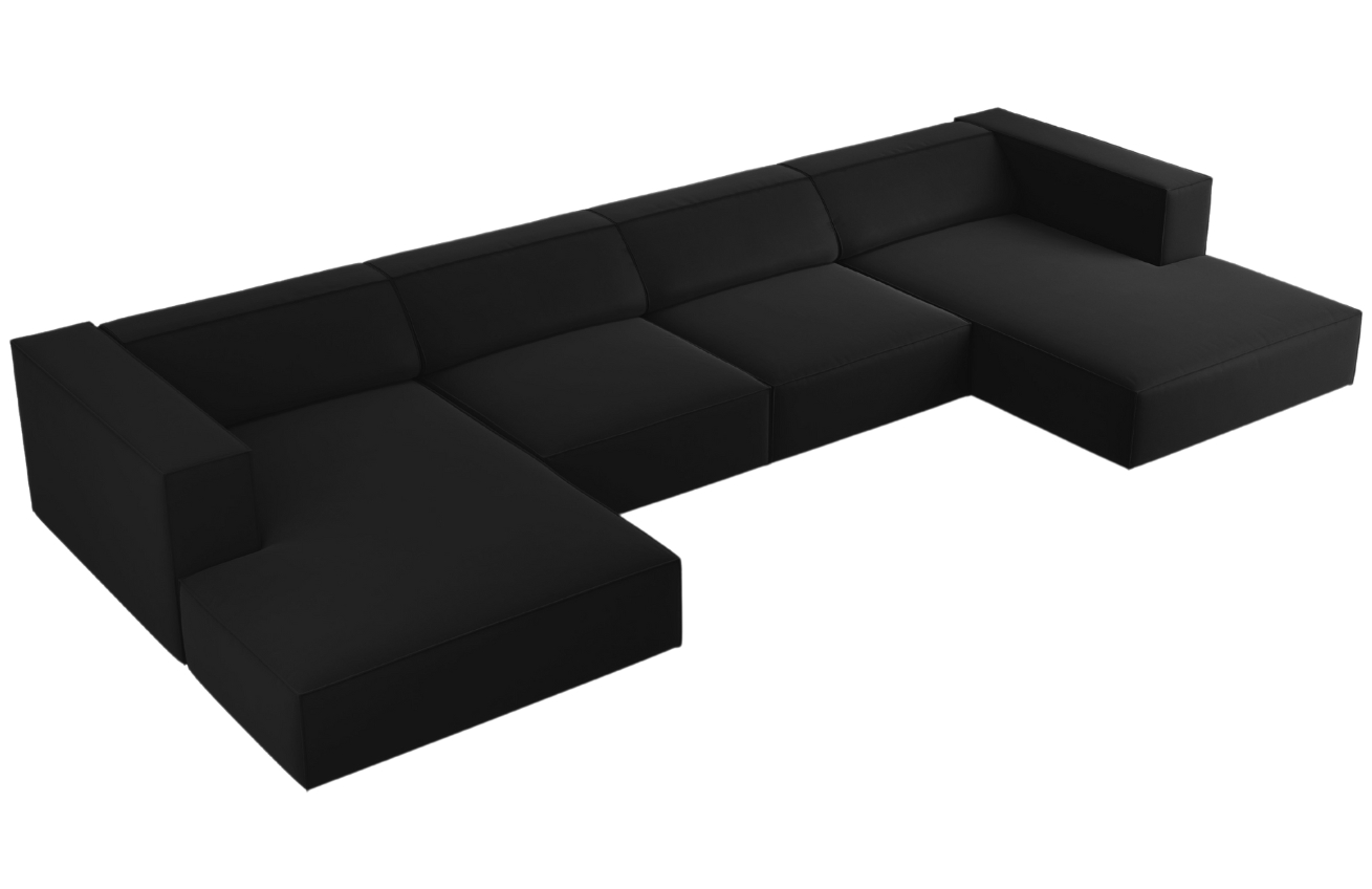 Černá sametová rohová pohovka do "U" Cosmopolitan Design Arendal 364 cm Cosmopolitan Design