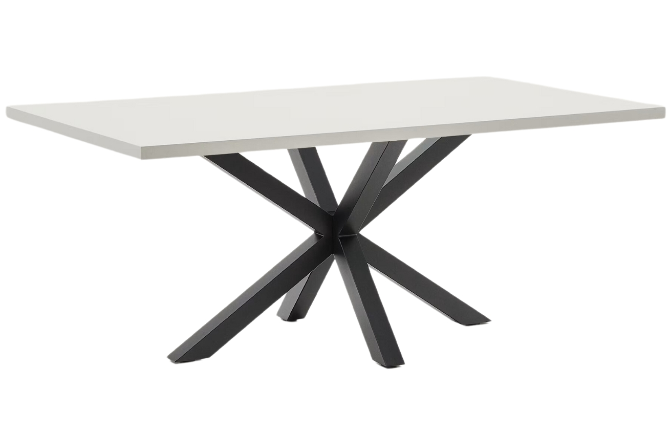 Bílý jídelní stůl Kave Home Argo 200 x 100 cm s černou kovovou podnoží Kave Home
