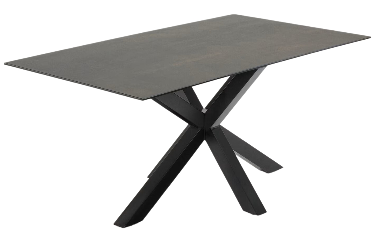 Černý porcelánový jídelní stůl Kave Home Argo 180 x 100 cm s černou podnoží Kave Home