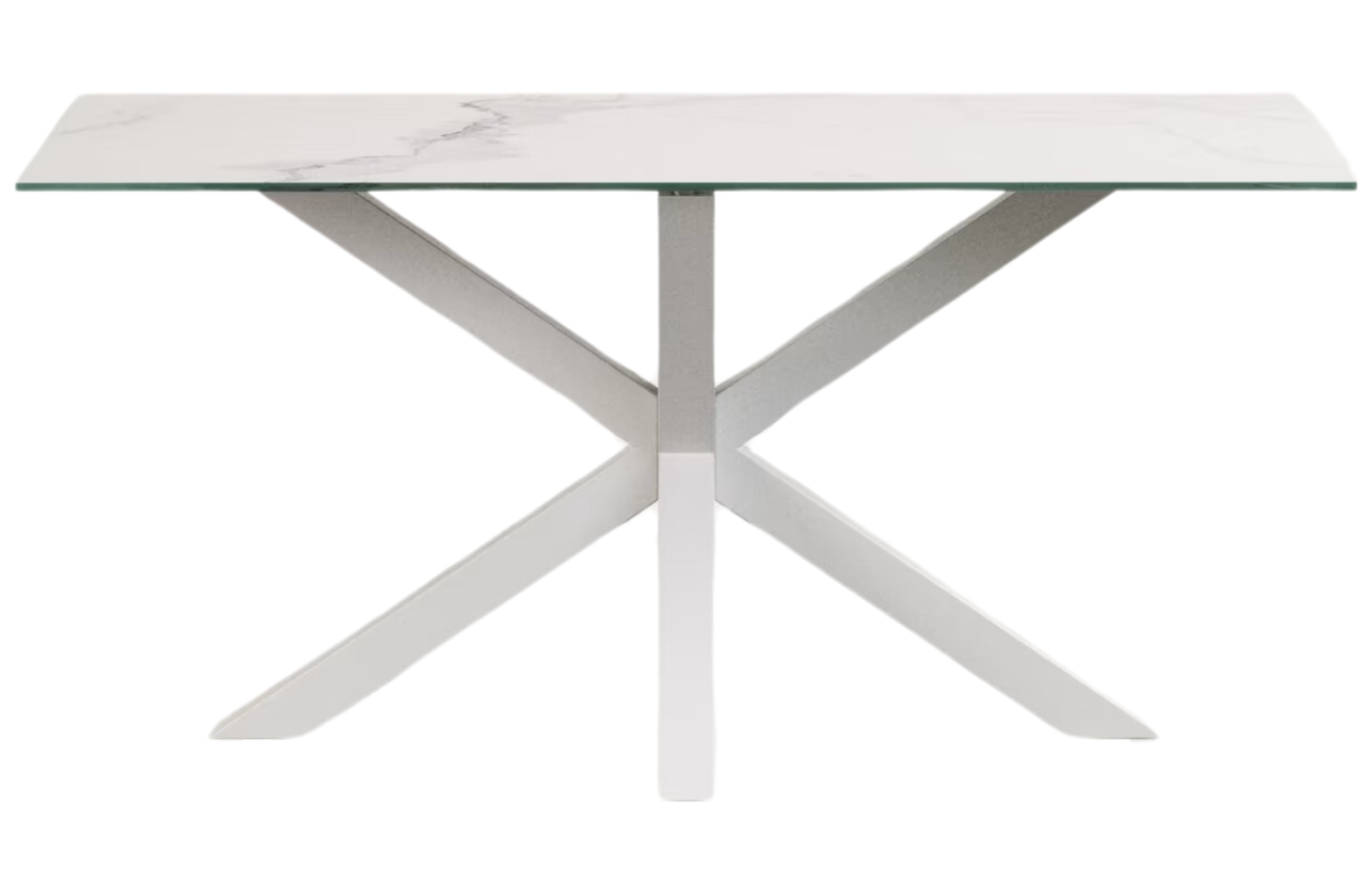 Bílý porcelánový jídelní stůl Kave Home Argo 160 x 90 cm s bílou podnoží Kave Home