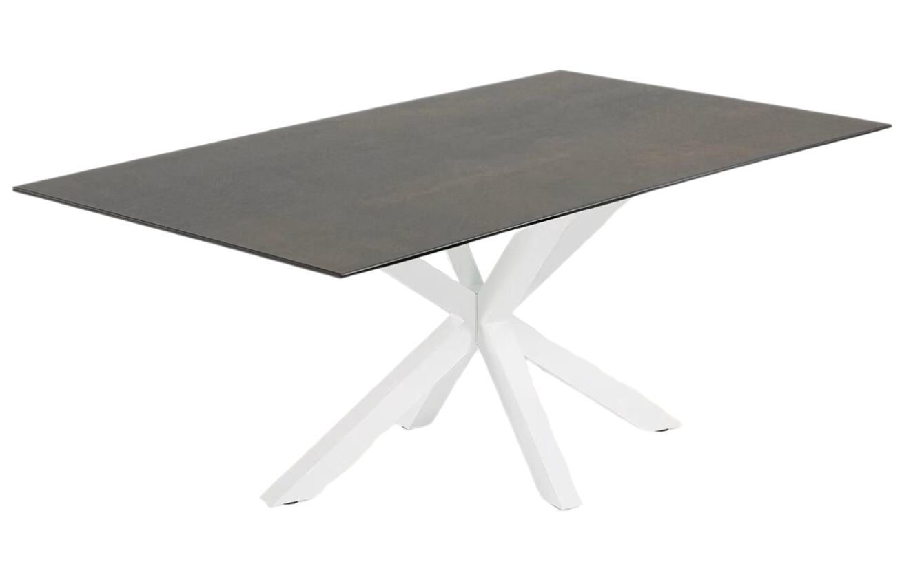 Černý porcelánový jídelní stůl Kave Home Argo 160 x 90 cm s bílou podnoží Kave Home