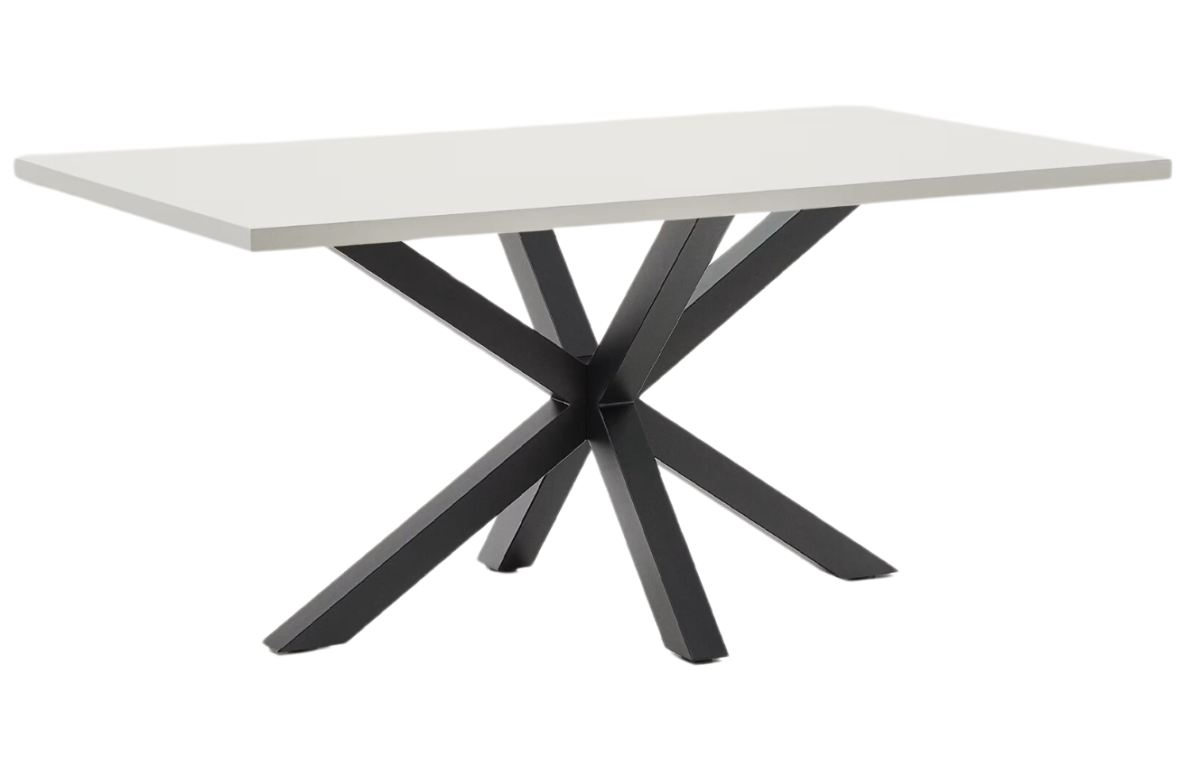Bílý jídelní stůl Kave Home Argo 160 x 100 cm s černou kovovou podnoží Kave Home