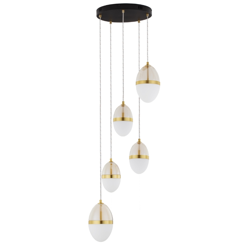 Bílo-zlaté skleněné závěsné LED světlo Nova Luce Egna 45 cm Nova Luce