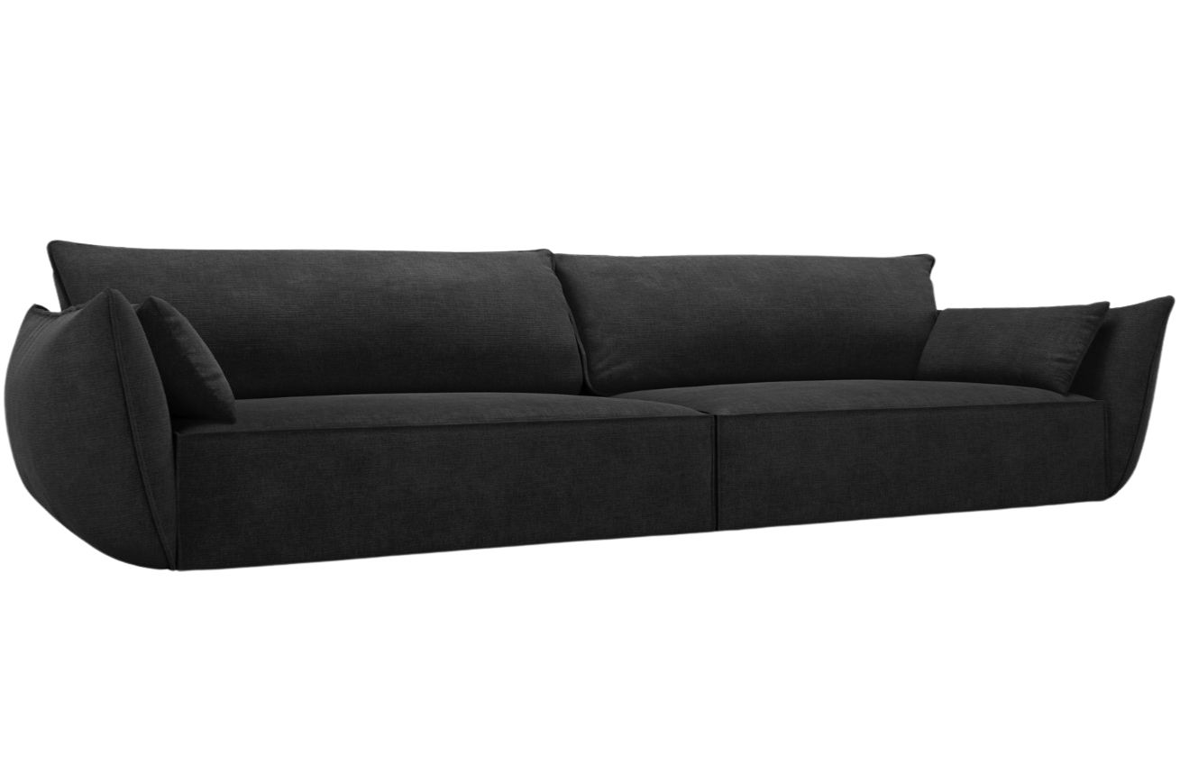 Černá čalouněná čtyřmístná pohovka MICADONI Kaelle 248 cm Micadoni