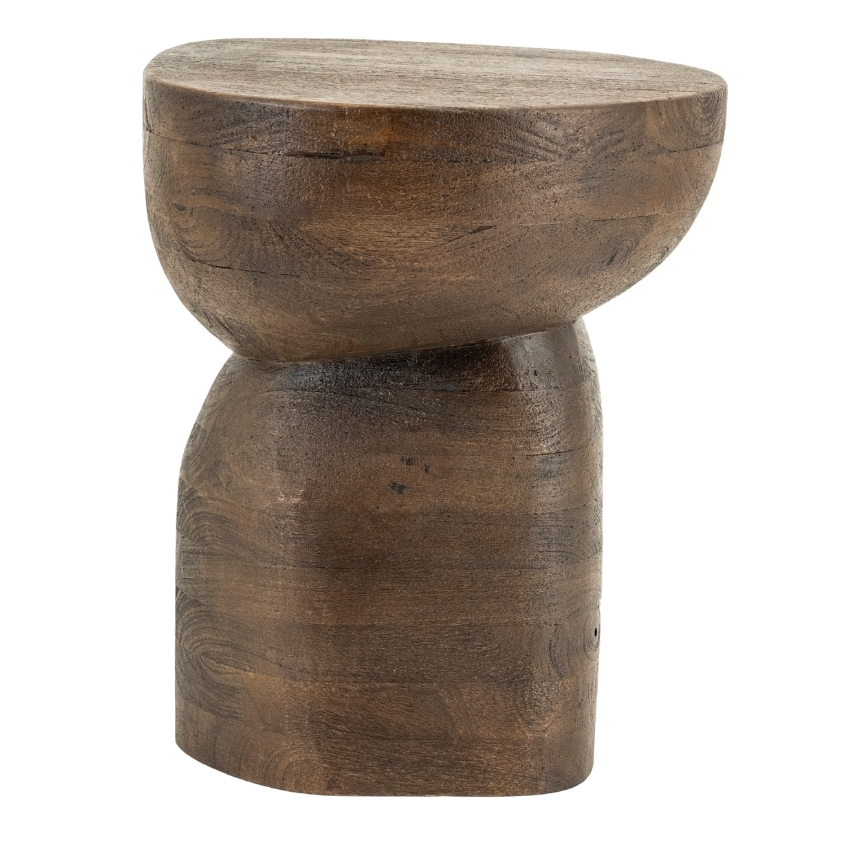 By-Boo Hnědý dřevěný odkládací stolek Cobble 37 x 30 cm By-Boo