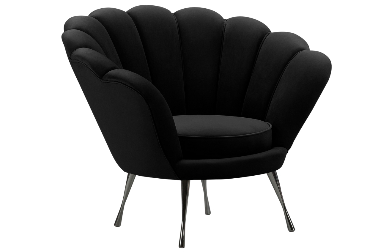 Černé sametové křeslo Cosmopolitan Design Kingston II. s černou podnoží Cosmopolitan Design
