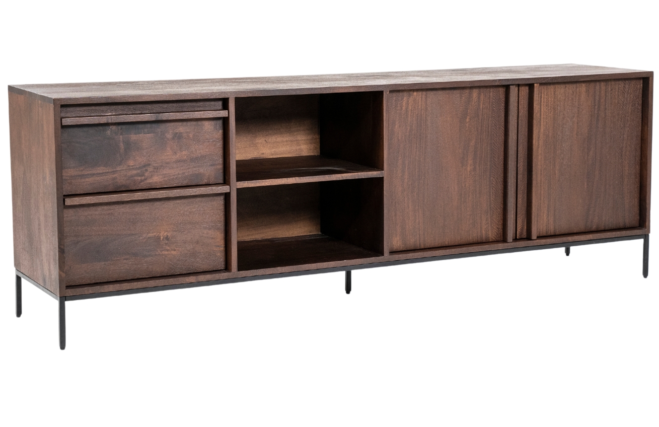 Eleonora Hnědý dřevěný TV stolek Jimmy 180 x 40 cm Eleonora