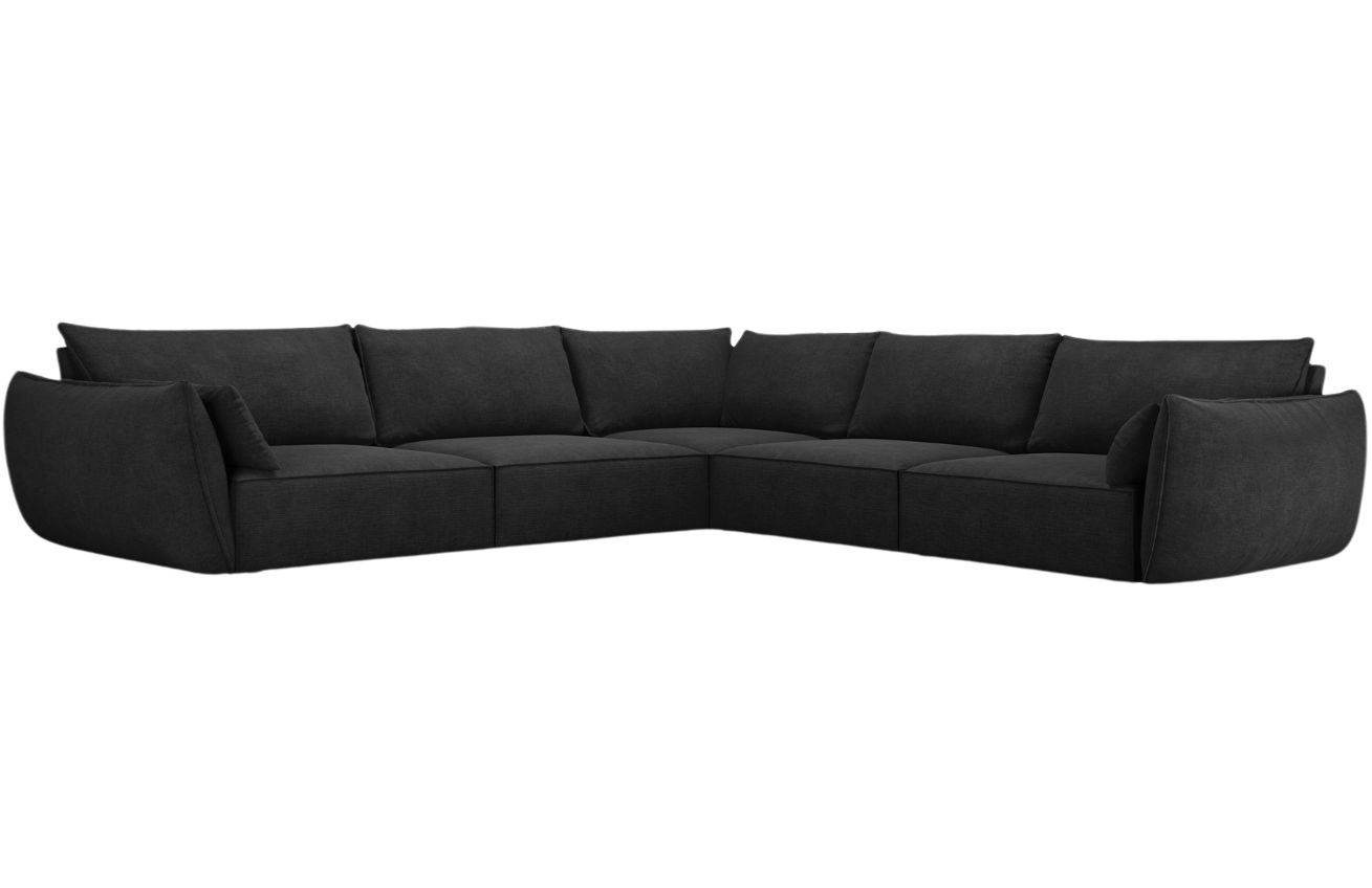 Černá čalouněná rohová pohovka MICADONI Kaelle 286 cm Micadoni
