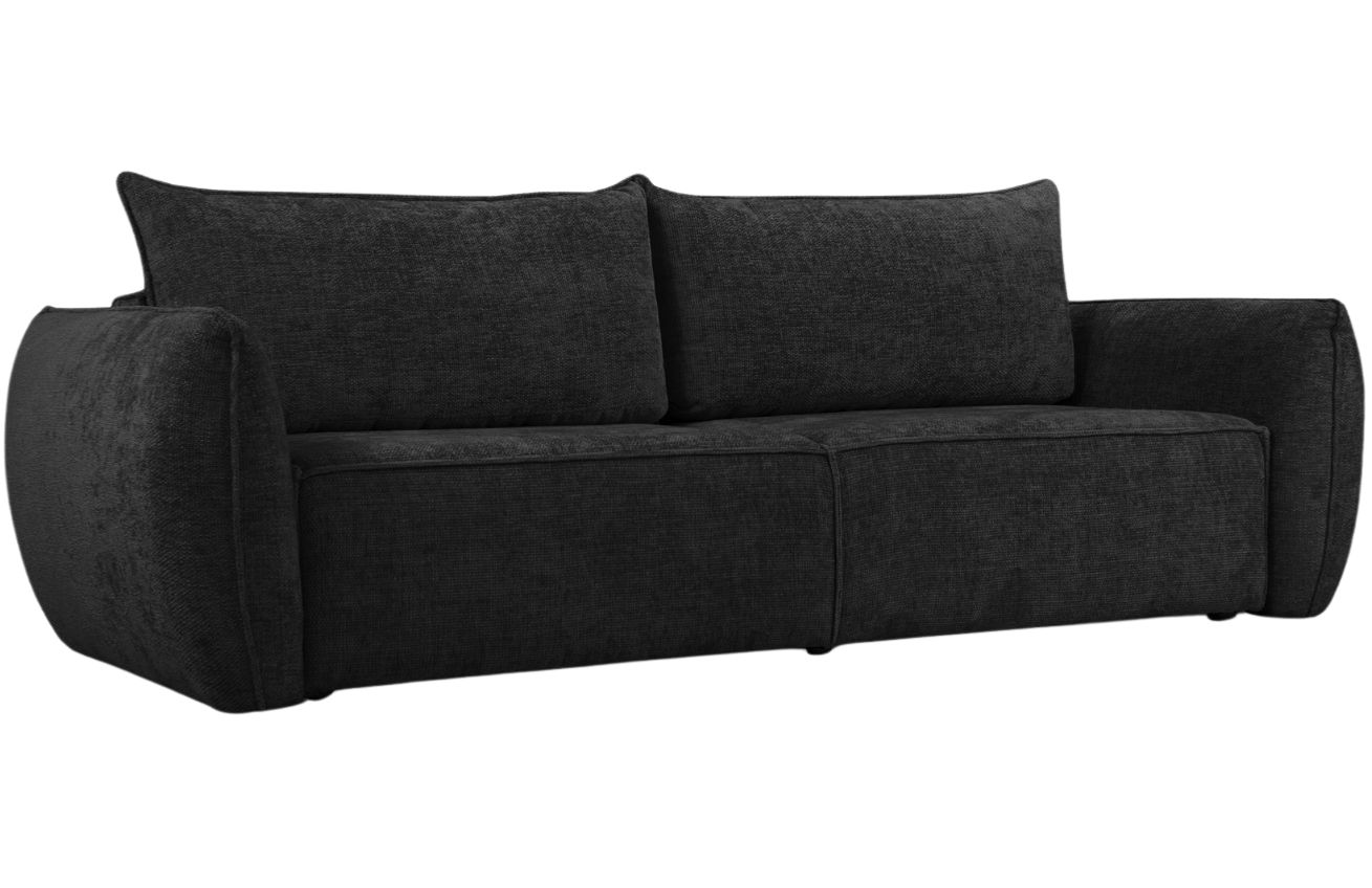 Černá čalouněná trojmístná rozkládací pohovka MICADONI Kaelle 244 cm Micadoni