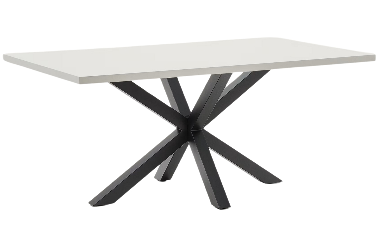 Bílý jídelní stůl Kave Home Argo 180 x 100 cm s černou kovovou podnoží Kave Home