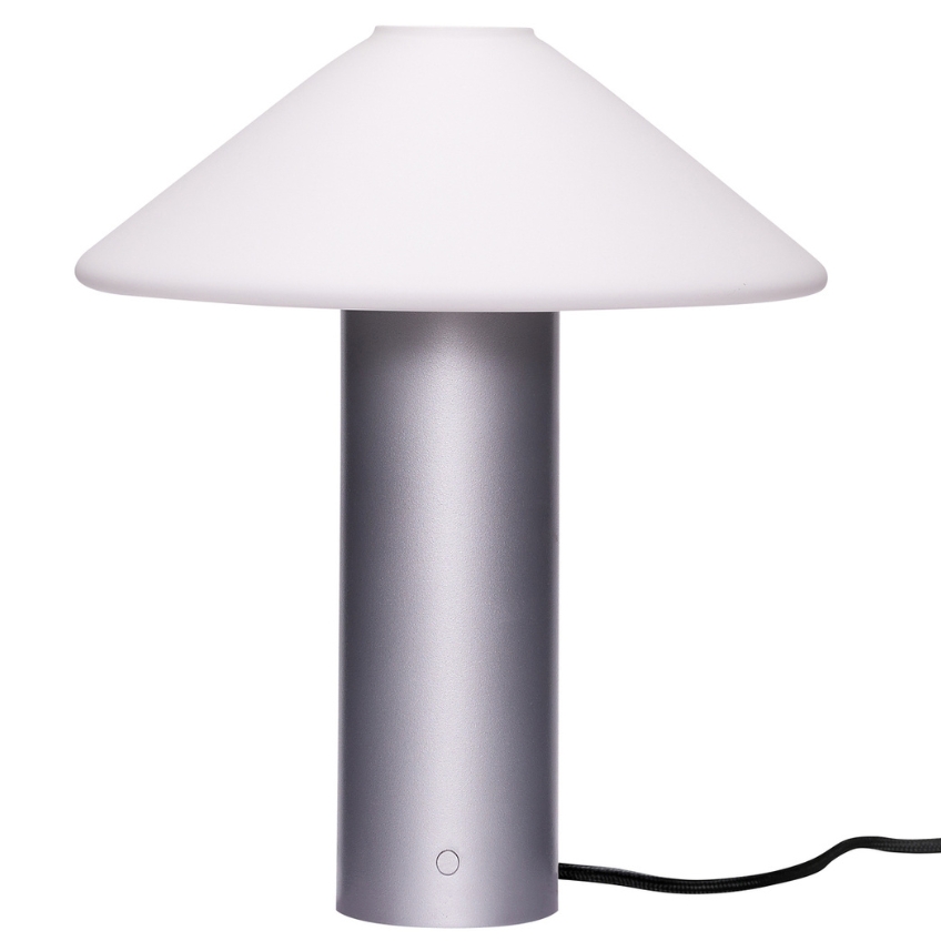 Bílo-stříbrná kovová stolní lampa Hübsch Orbit Hübsch