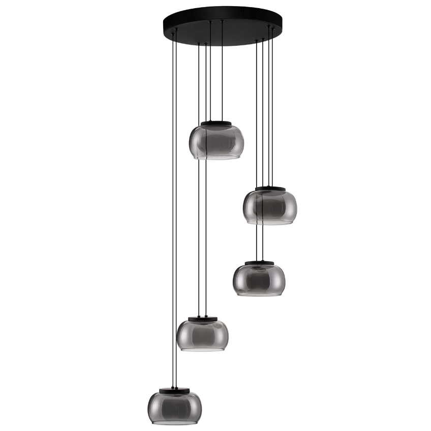 Kouřově šedé skleněné závěsné LED světlo Nova Luce Bios 52 cm Nova Luce