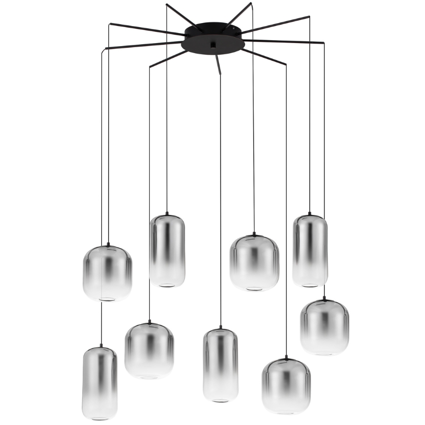 Kouřově šedé skleněné závěsné LED světlo Nova Luce Aelia 82 cm Nova Luce