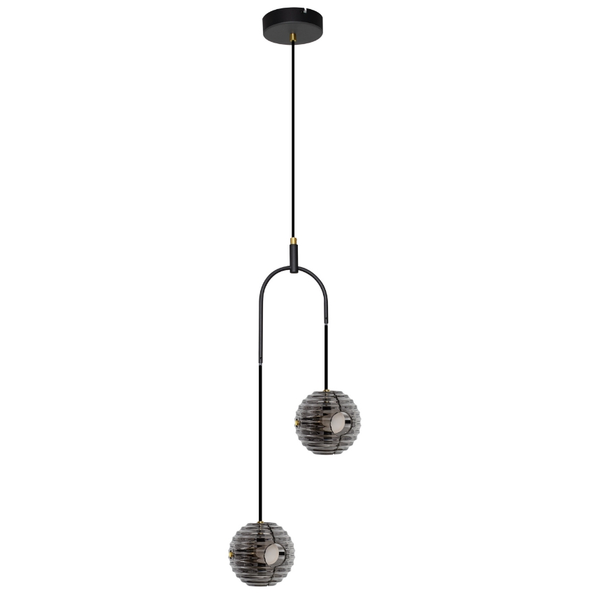 Kouřově šedé skleněné závěsné LED světlo Nova Luce Las 31 cm Nova Luce