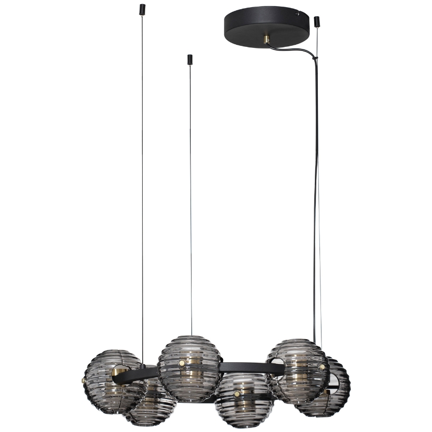 Kouřově šedé skleněné závěsné LED světlo Nova Luce Las 63 cm Nova Luce