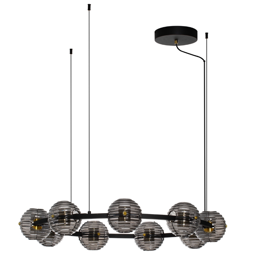 Kouřově šedé skleněné závěsné LED světlo Nova Luce Las 91 cm Nova Luce