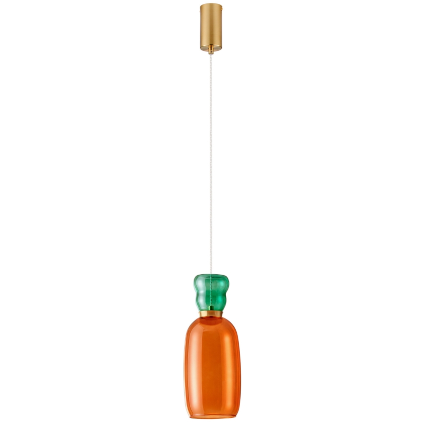 Oranžovo-zelené skleněné závěsné LED světlo Nova Luce Pluma 15 cm Nova Luce