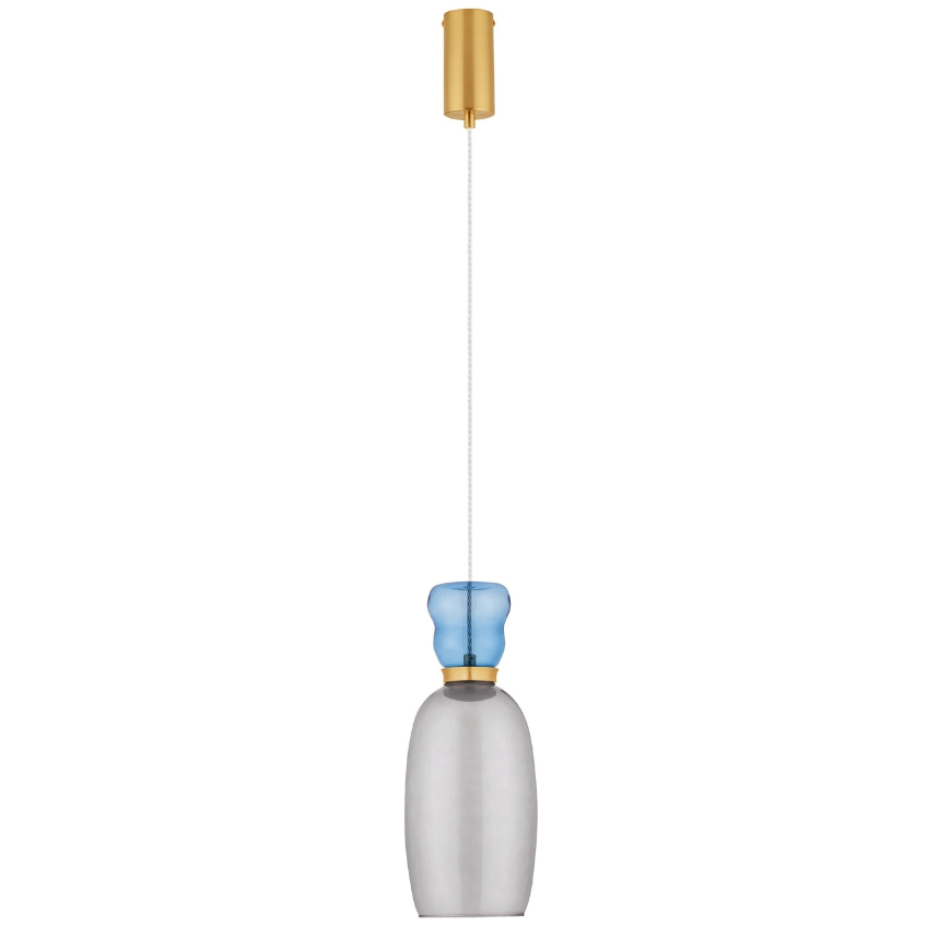 Šedo-modré skleněné závěsné LED světlo Nova Luce Pluma 15 cm Nova Luce