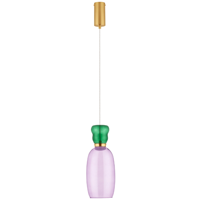 Fialovo-zelené skleněné závěsné LED světlo Nova Luce Pluma 15 cm Nova Luce