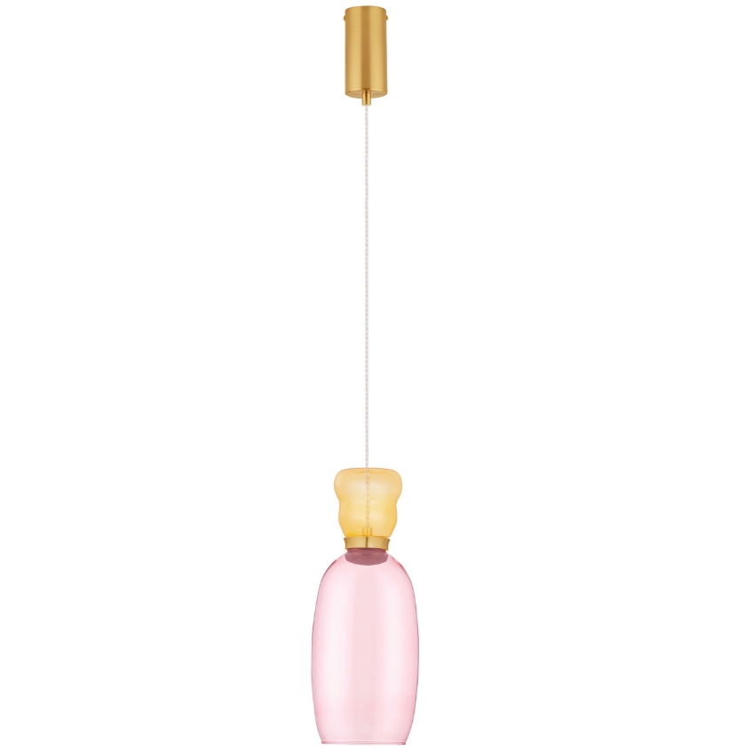 Růžovo-žluté skleněné závěsné LED světlo Nova Luce Pluma 15 cm Nova Luce