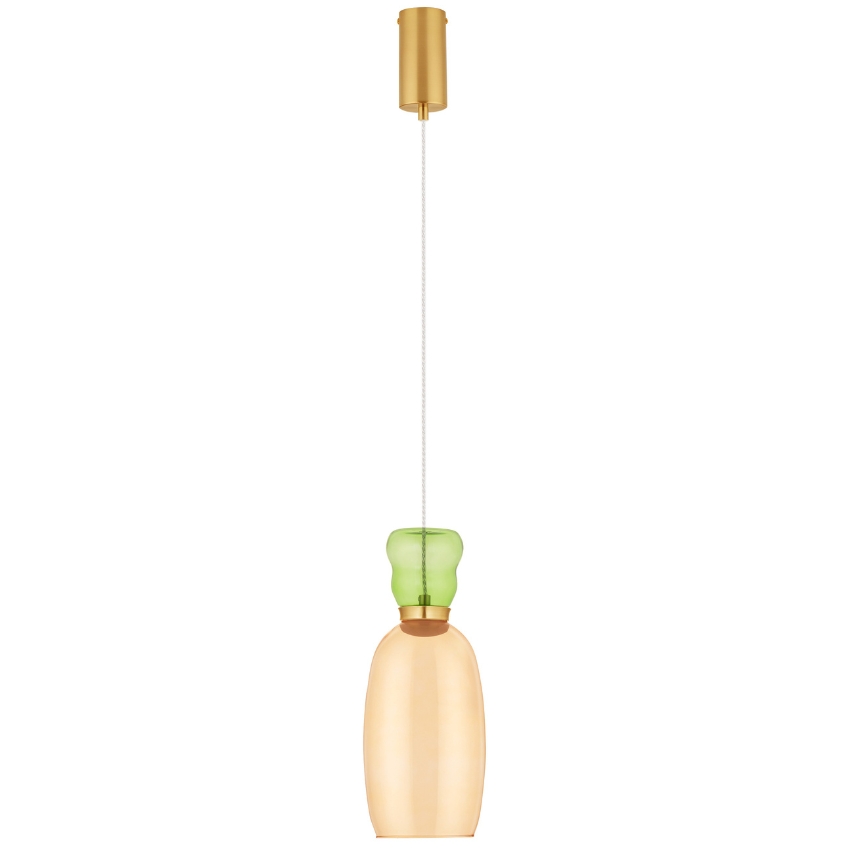 Žluto-zelené skleněné závěsné LED světlo Nova Luce Pluma 15 cm Nova Luce