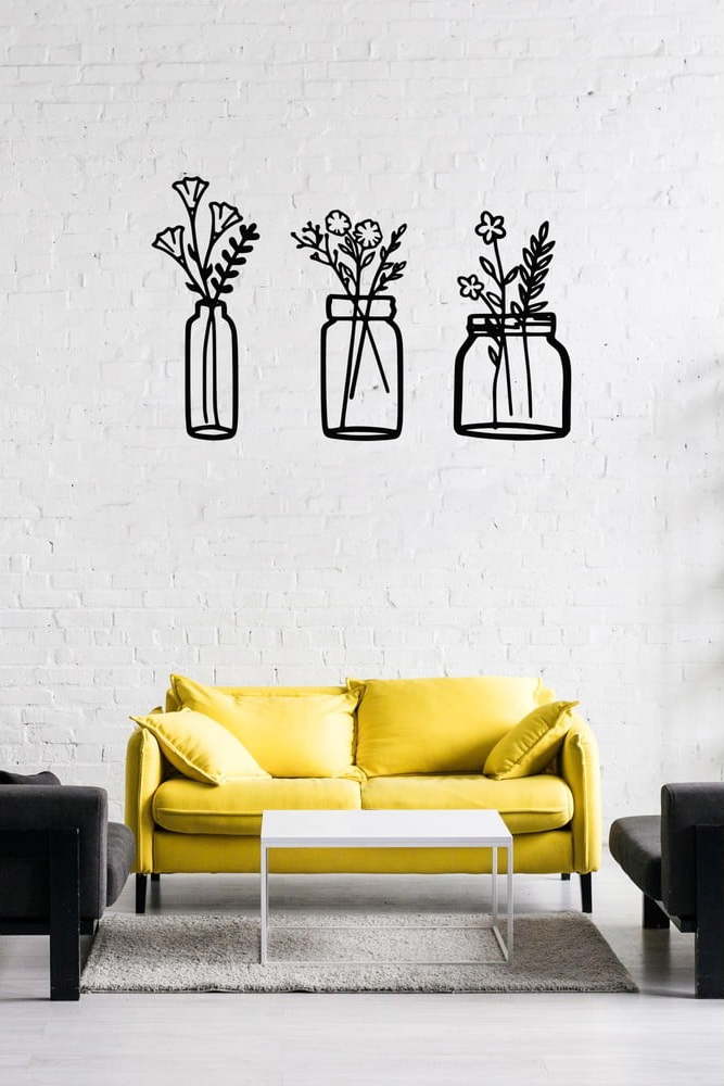 Černá nástěnná dekorace Wallity Flowers Wallity