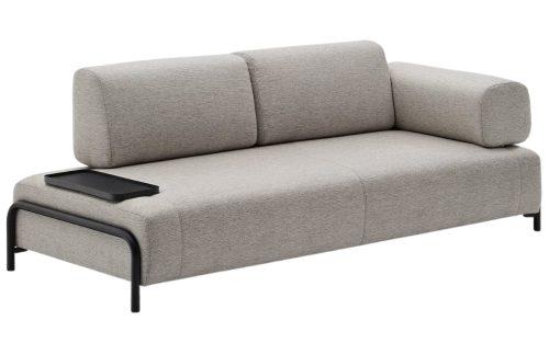 Šedobéžová látková třímístná pohovka Kave Home Compo s malým stolkem 232 cm Kave Home