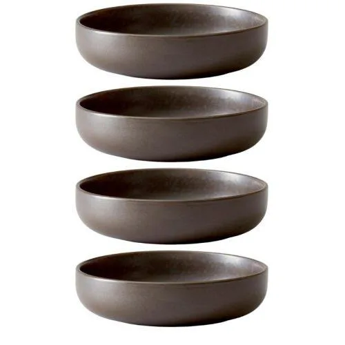 Audo CPH Set čtyř tmavě hnědo šedých porcelánových hlubokých talířů AUDO NEW NORM 13,5 cm