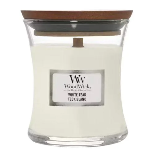 WoodWick Malá vonná svíčka WoodWick, White Teak
