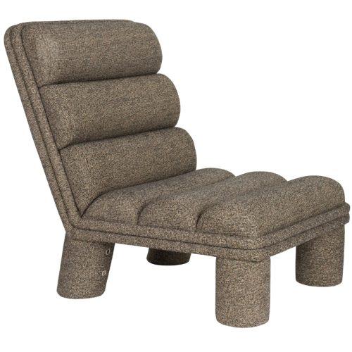 Hnědošedé bouclé lounge křeslo DUTCHBONE FERN Dutchbone