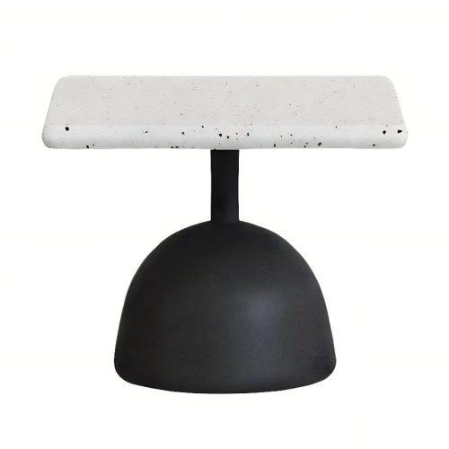 Bílý terrazzo zahradní stolek Kave Home Saura 44 x 44 cm s černou podnoží Kave Home