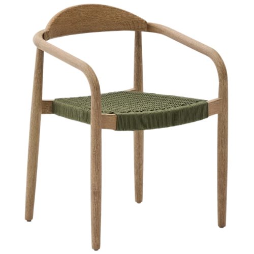 Dřevěná jídelní židle Kave Home Nina se zeleným výpletem Kave Home