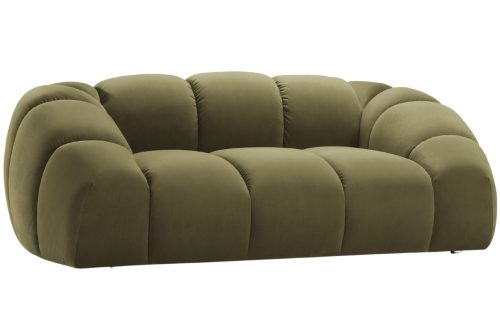 Zelená sametová dvoumístná pohovka MICADONI Diana 214 cm Micadoni