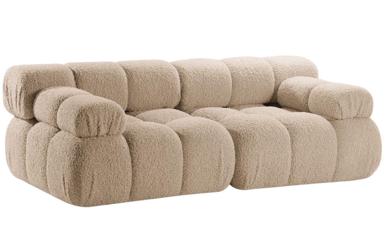Béžová bouclé dvoumístná pohovka MICADONI Bellis 188 cm Micadoni