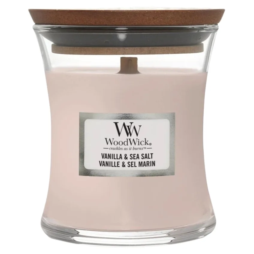 WoodWick Malá vonná svíčka Woodwick, Vanilla & Sea Salt
