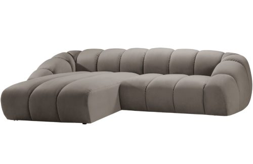 Světle hnědá sametová rohová pohovka MICADONI Diana 334 cm