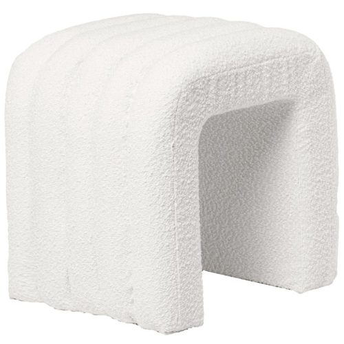 Bílý bouclé taburet Somcasa Edy 42 x 42 cm Somcasa