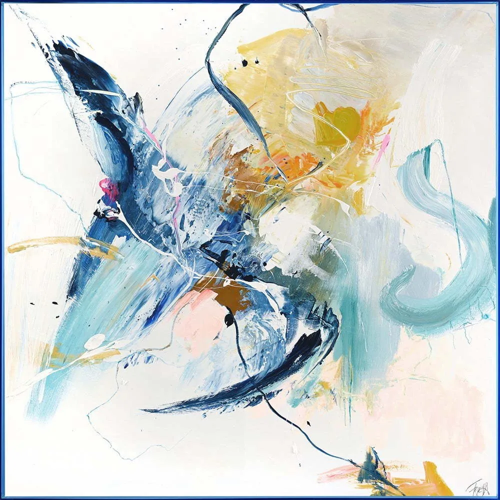 Obraz s ručně malovanými prvky 102x102 cm Confidential Blue – Malerifabrikken