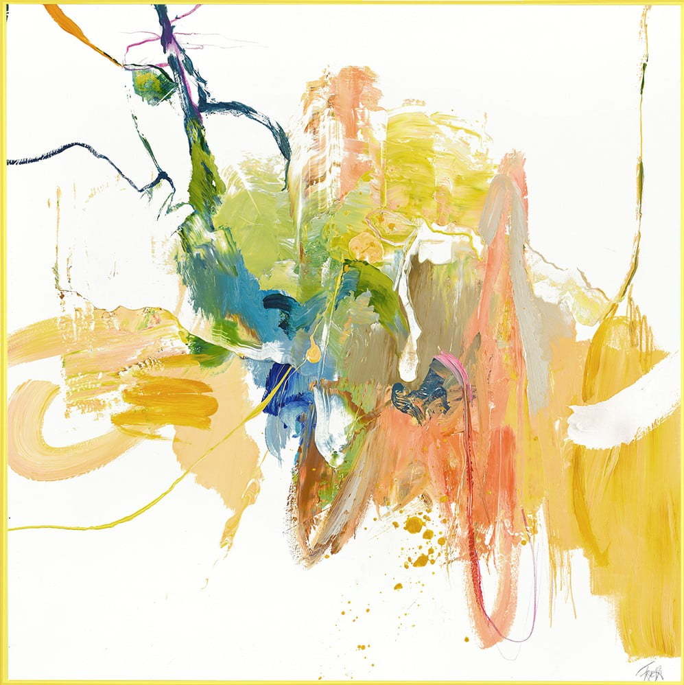 Obraz s ručně malovanými prvky 102x102 cm Confidential Yellow – Malerifabrikken Malerifabrikken