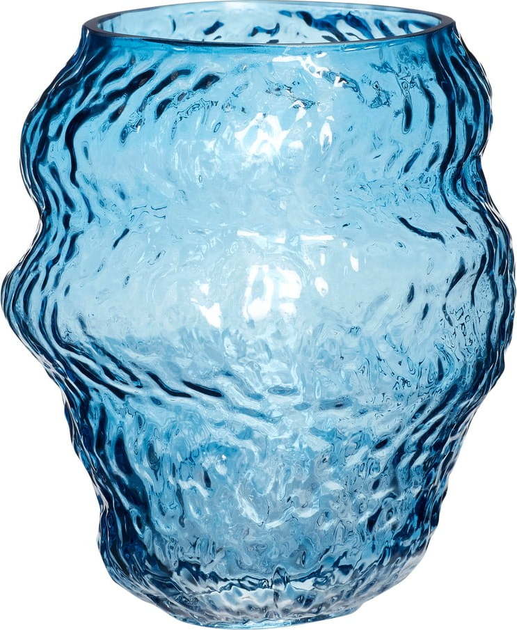 Světle modrá skleněná ručně vyrobená váza (výška 18 cm) Aurora – Hübsch Hübsch