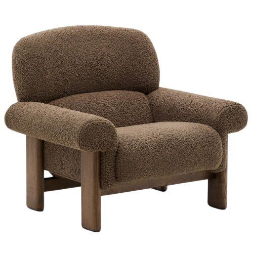 Hnědé bouclé křeslo Kave Home Nema Kave Home
