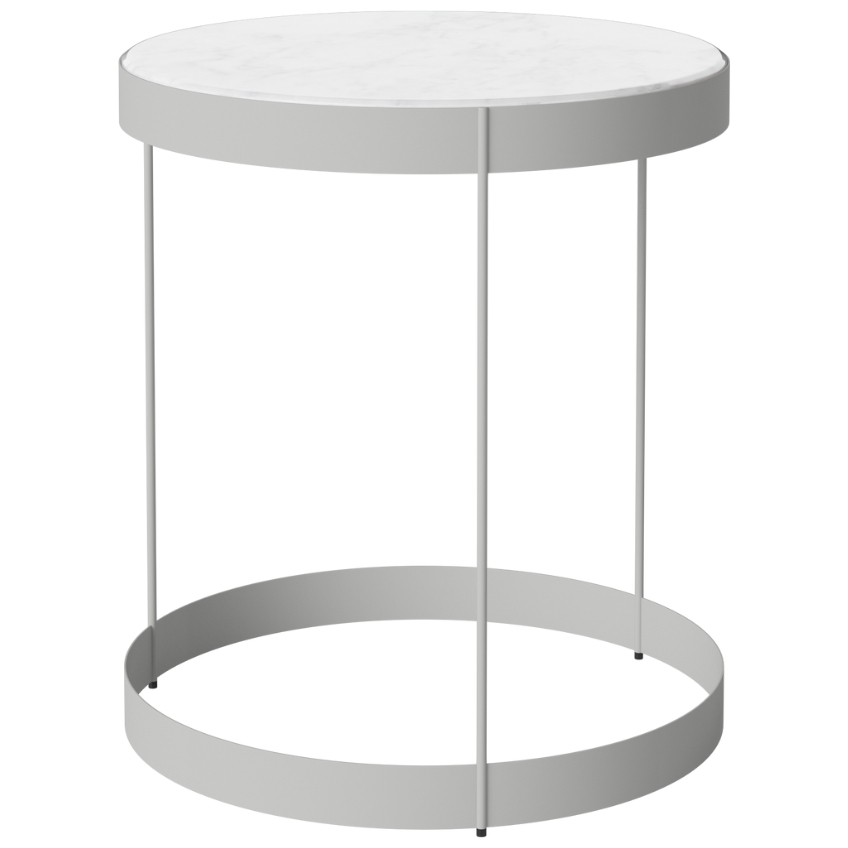 Bolia Šedobílý mramorový konferenční stolek Drum 40 cm se šedou podnoží Bolia