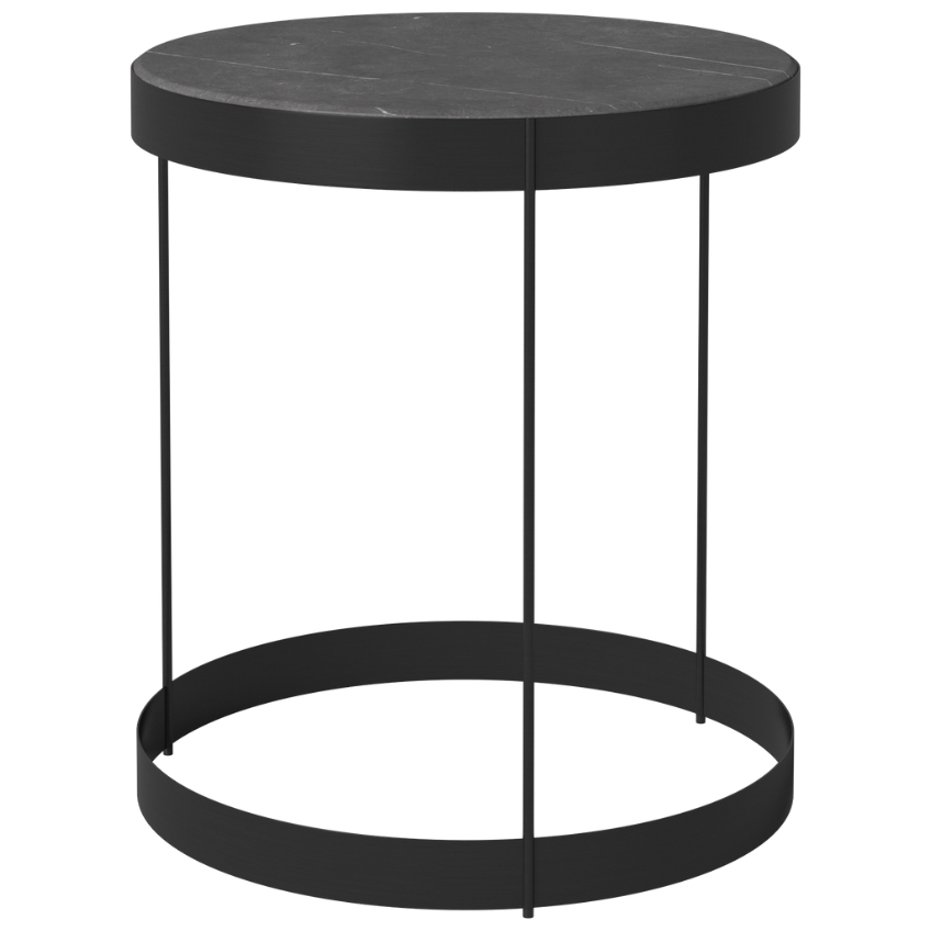 Bolia Tmavě šedý mramorový konferenční stolek Drum 40 cm Bolia