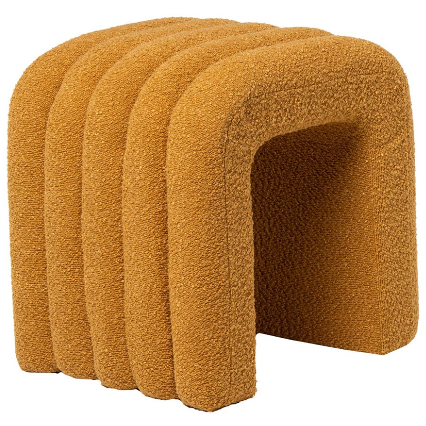 Žlutý bouclé taburet Somcasa Edy 42 x 42 cm Somcasa