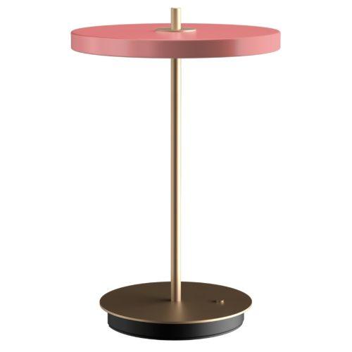 Umage Růžovo-zlatá kovová stolní nabíjecí LED lampa Asteria Umage