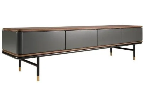 Šedý lakovaný TV stolek Angel Cerdá No. 3265, 200 x 45 cm
