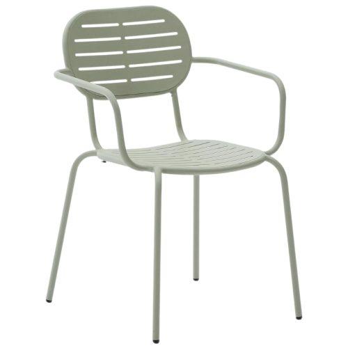 Světle zelená kovová zahradní židle Kave Home Brai s područkami Kave Home